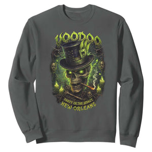 Louisiana Voodoo Skull Sweatshirt Party In The Spirit New Orleans Creepy Occult Lover TS11 Dark Heather Print Your Wear