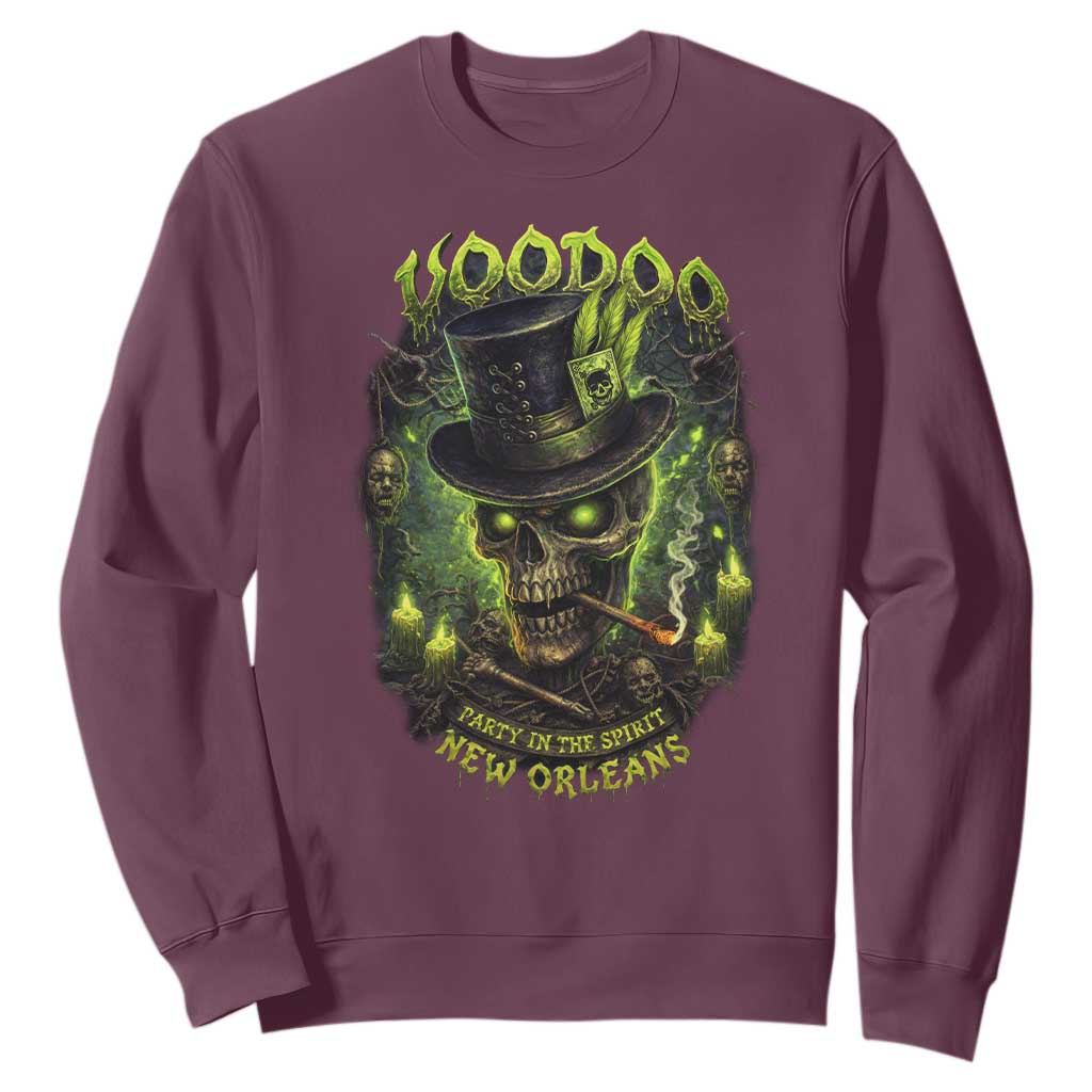 Louisiana Voodoo Skull Sweatshirt Party In The Spirit New Orleans Creepy Occult Lover TS11 Maroon Print Your Wear