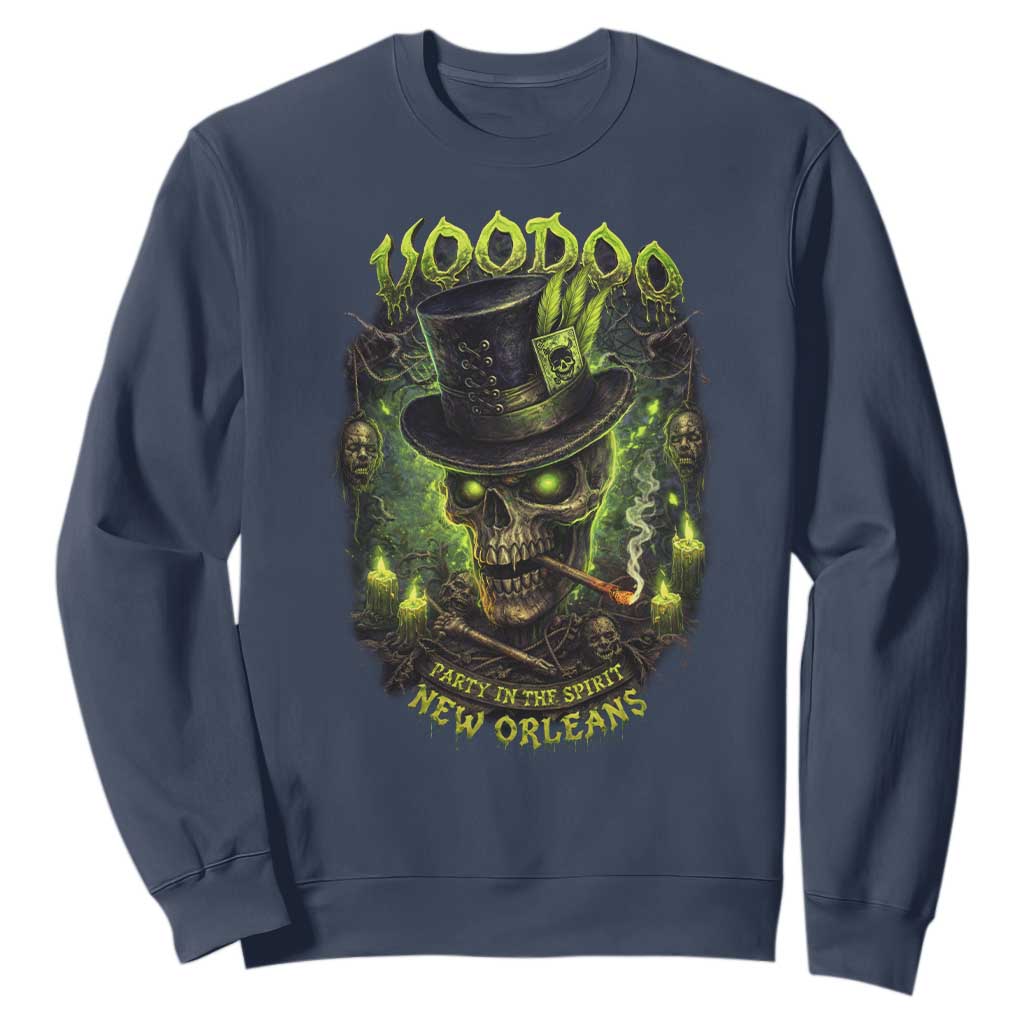 Louisiana Voodoo Skull Sweatshirt Party In The Spirit New Orleans Creepy Occult Lover TS11 Navy Print Your Wear