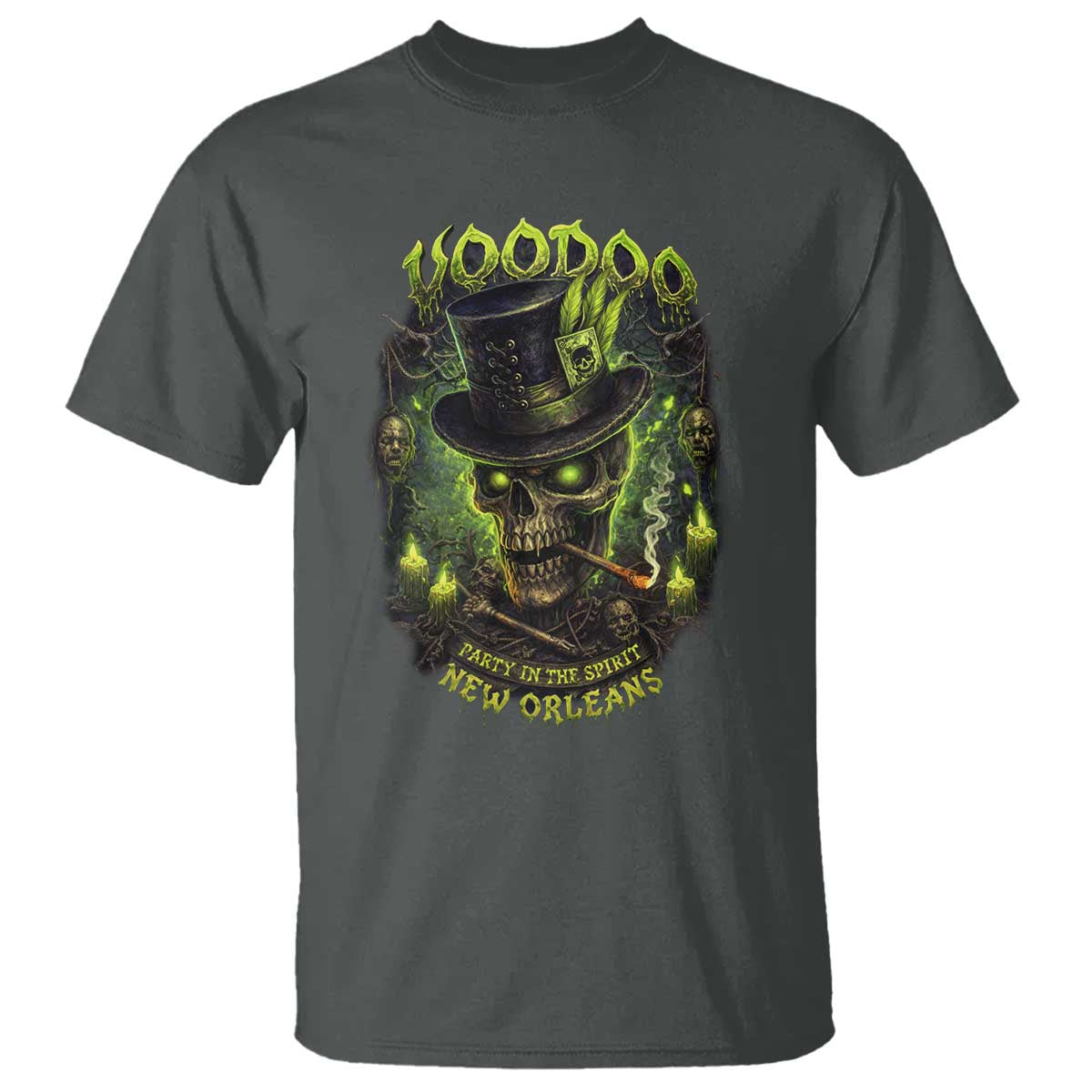 Louisiana Voodoo Skull T Shirt Party In The Spirit New Orleans Creepy Occult Lover TS11 Dark Heather Print Your Wear