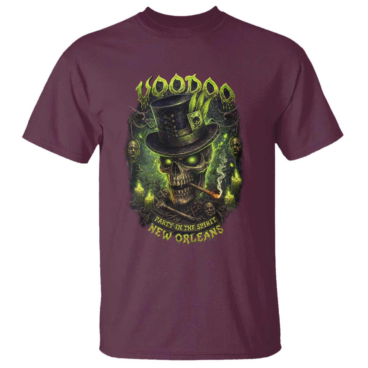 Louisiana Voodoo Skull T Shirt Party In The Spirit New Orleans Creepy Occult Lover TS11 Maroon Print Your Wear