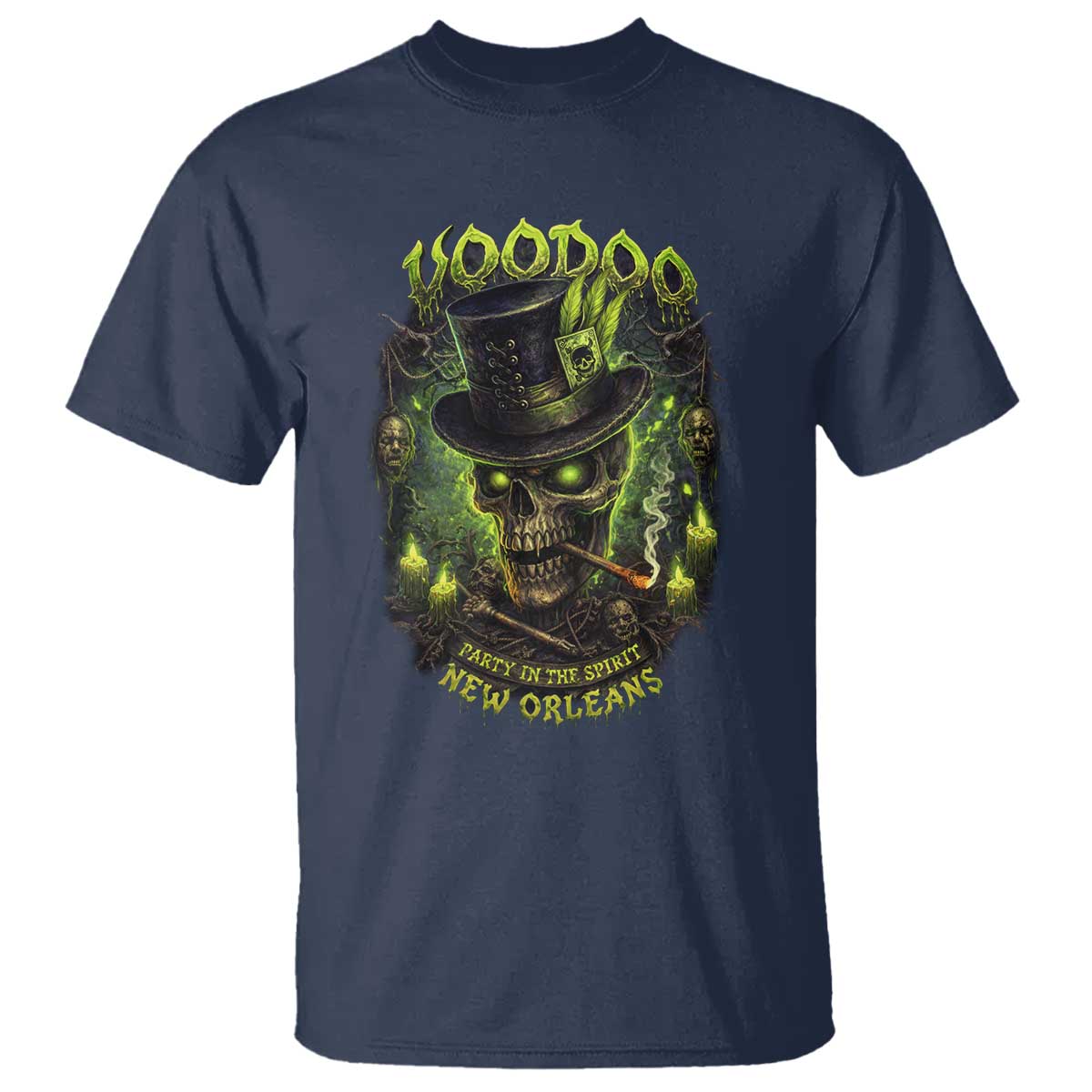 Louisiana Voodoo Skull T Shirt Party In The Spirit New Orleans Creepy Occult Lover TS11 Navy Print Your Wear