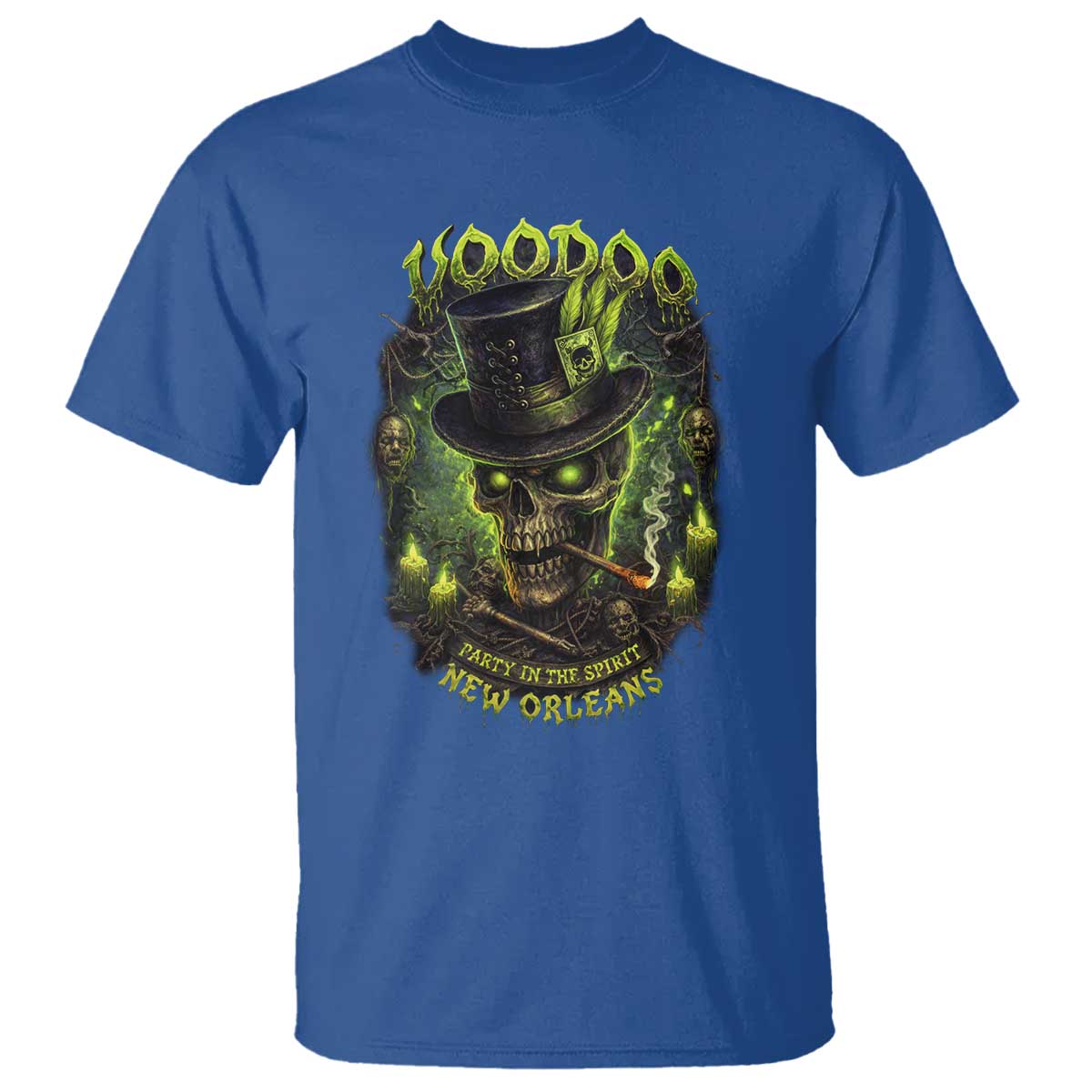 Louisiana Voodoo Skull T Shirt Party In The Spirit New Orleans Creepy Occult Lover TS11 Royal Blue Print Your Wear