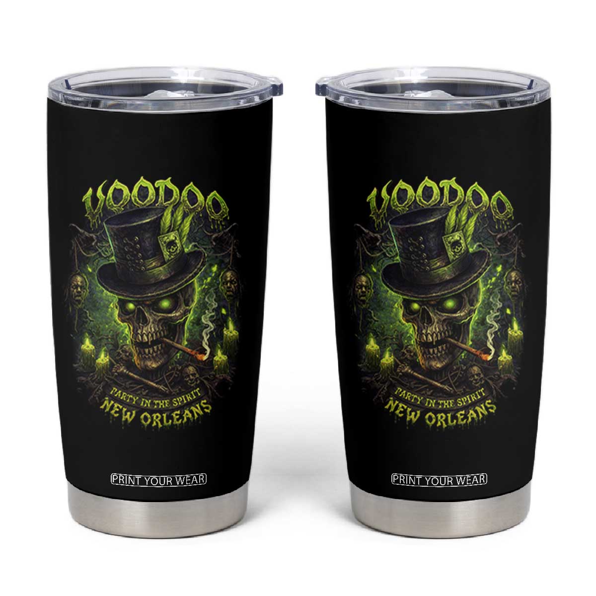 Louisiana Voodoo Skull Tumbler Cup Party In The Spirit New Orleans Creepy Occult Lover TS11 Black Print Your Wear