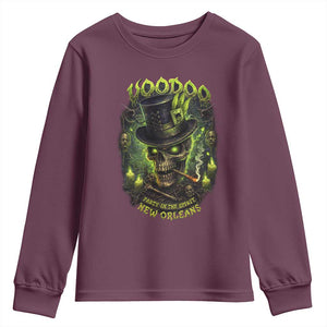 Louisiana Voodoo Skull Youth Sweatshirt Party In The Spirit New Orleans Creepy Occult Lover TS11 Maroon Print Your Wear