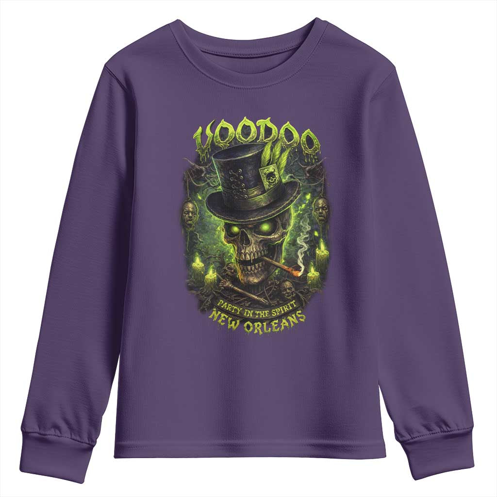 Louisiana Voodoo Skull Youth Sweatshirt Party In The Spirit New Orleans Creepy Occult Lover TS11 Purple Print Your Wear