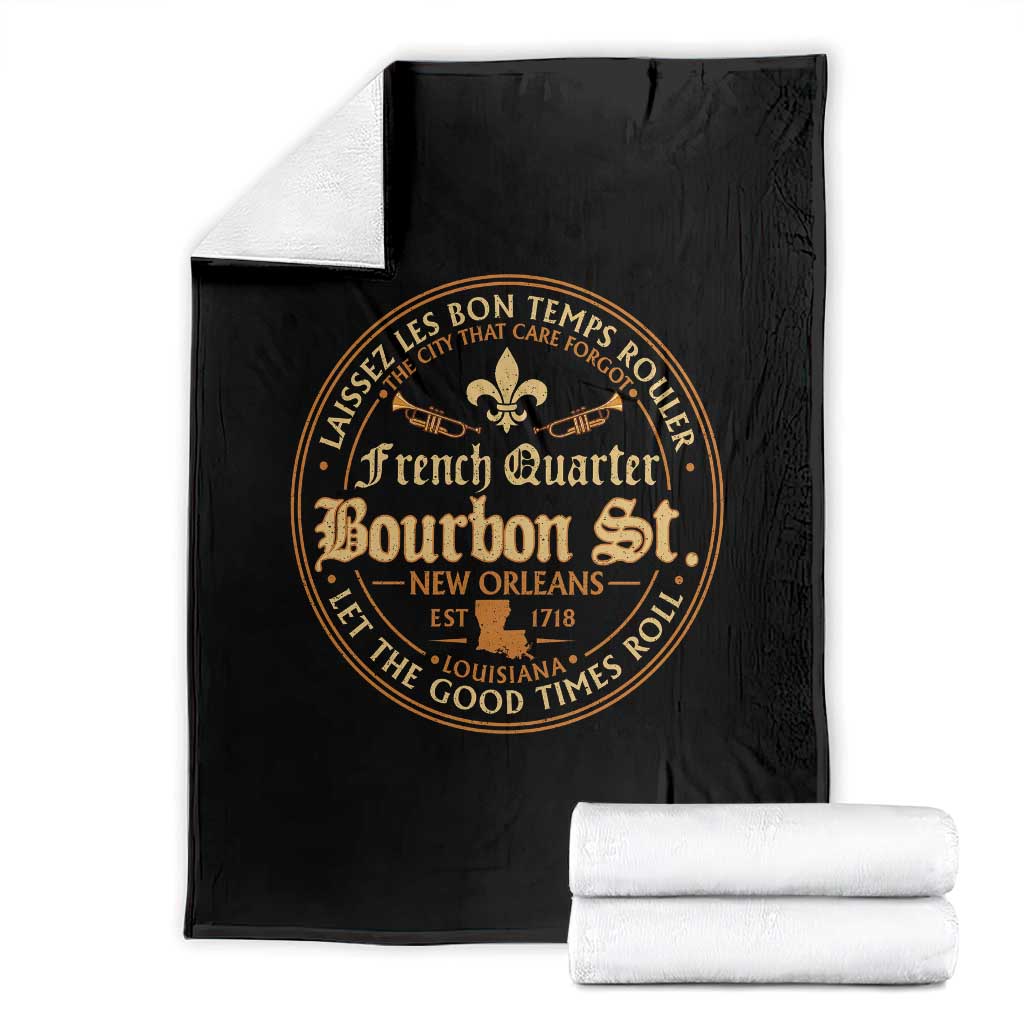 Bourbon Street French Quarter New Orleans Vintage Throw Blanket TS11 Black Print Your Wear