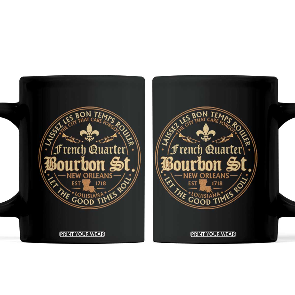 Bourbon Street French Quarter New Orleans Vintage Coffee Mug TS11 Black Print Your Wear