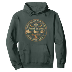 Bourbon Street French Quarter New Orleans Vintage Hoodie TS11 Dark Forest Green Print Your Wear