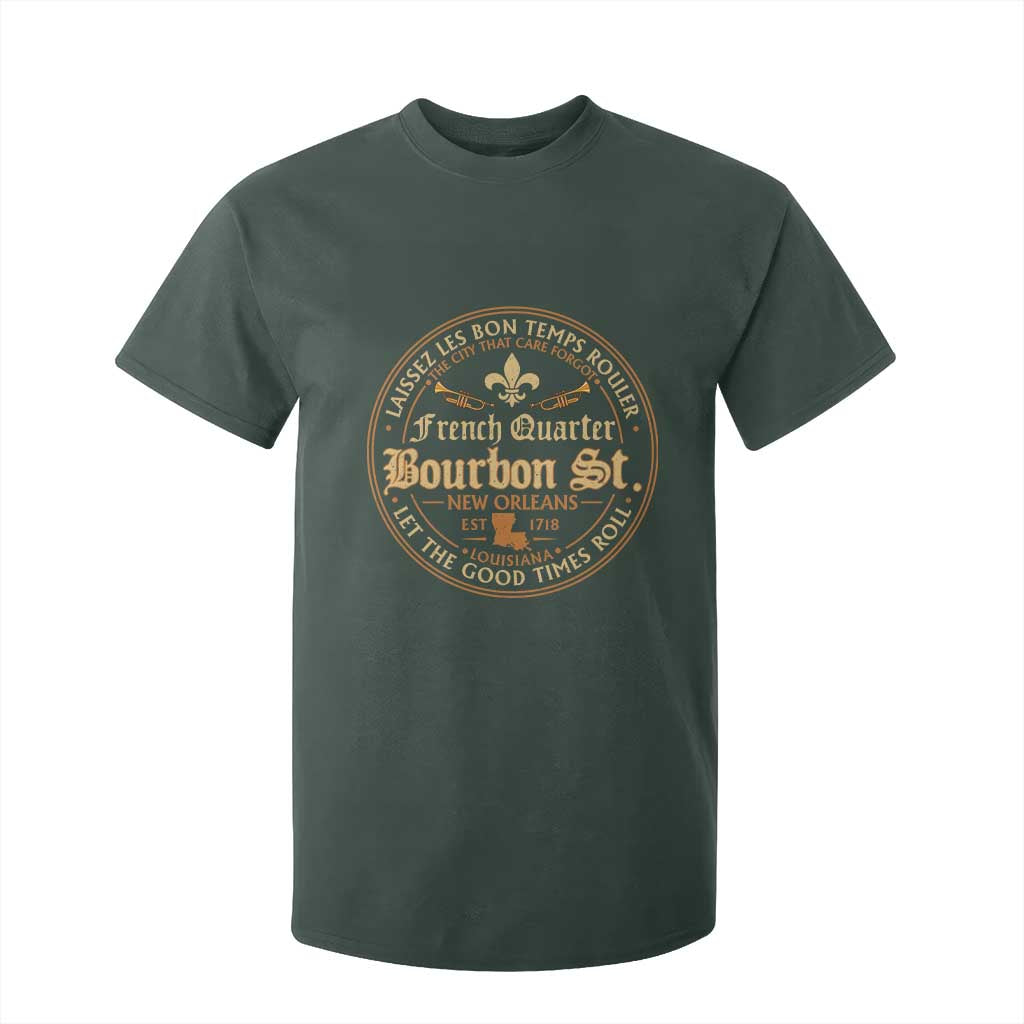 Bourbon Street French Quarter New Orleans Vintage T Shirt For Kid TS11 Dark Forest Green Print Your Wear
