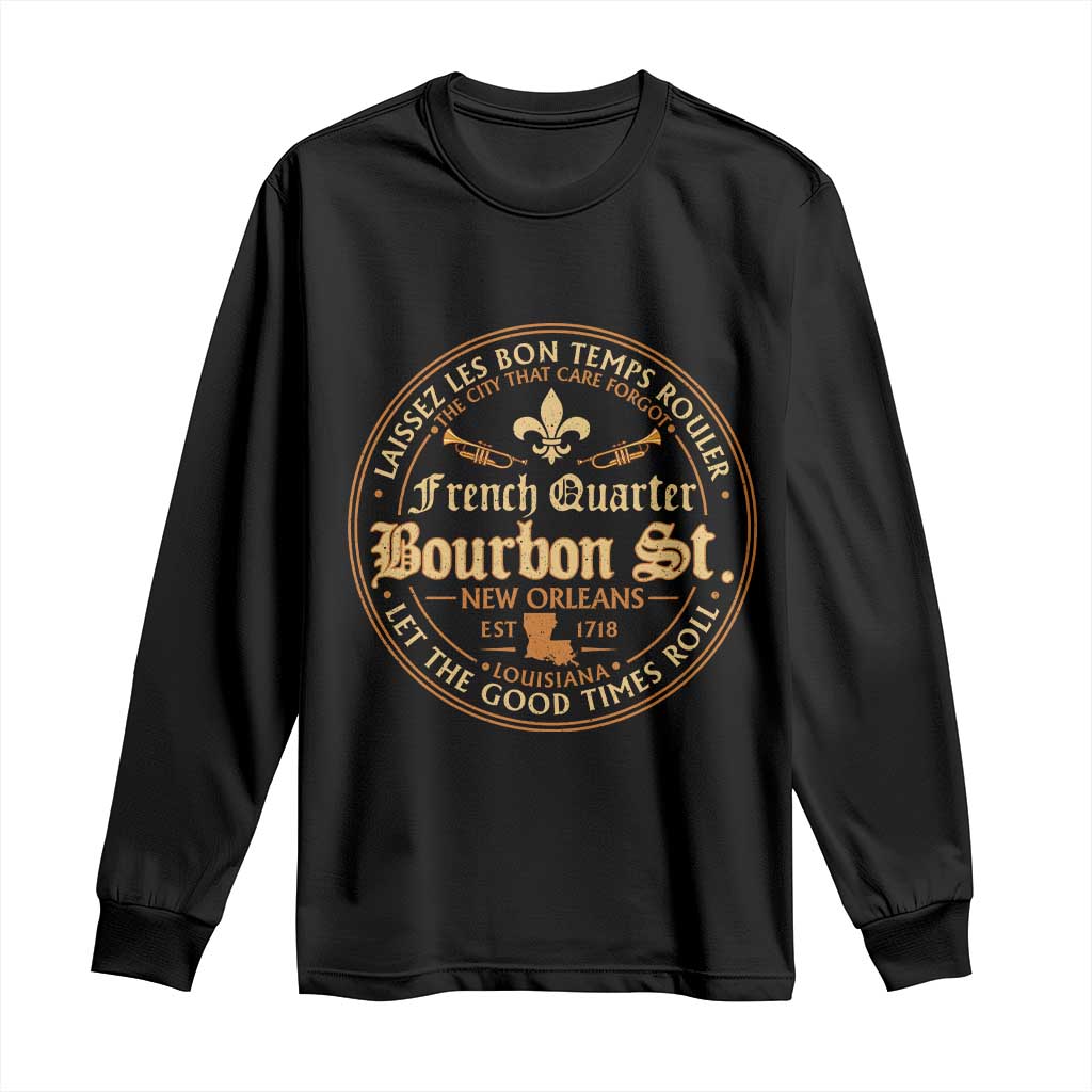 Bourbon Street French Quarter New Orleans Vintage Long Sleeve Shirt TS11 Black Print Your Wear