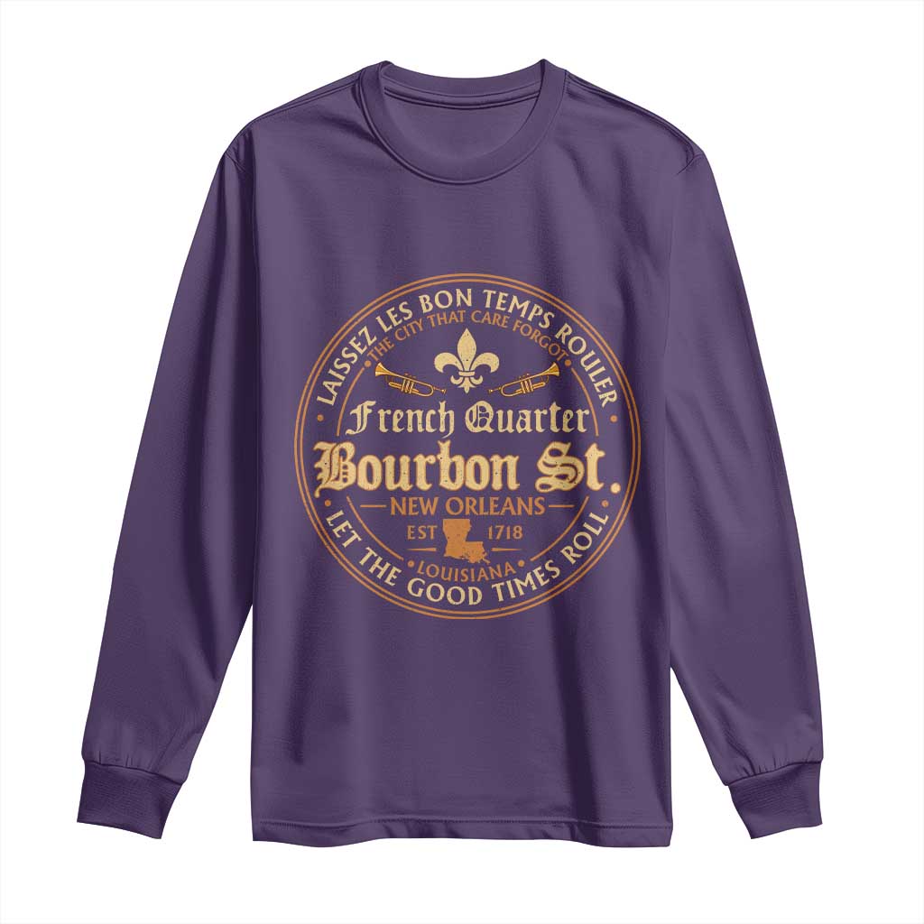 Bourbon Street French Quarter New Orleans Vintage Long Sleeve Shirt TS11 Purple Print Your Wear