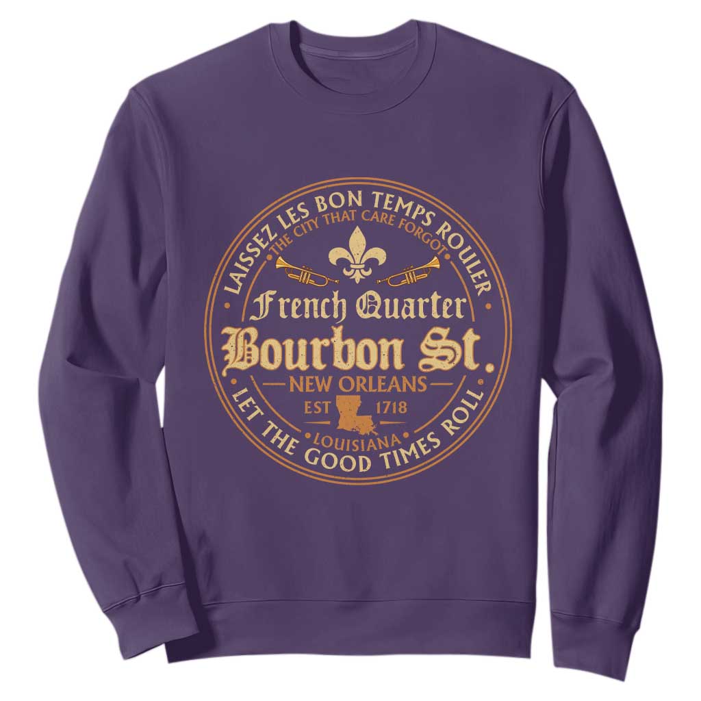 Bourbon Street French Quarter New Orleans Vintage Sweatshirt TS11 Purple Print Your Wear