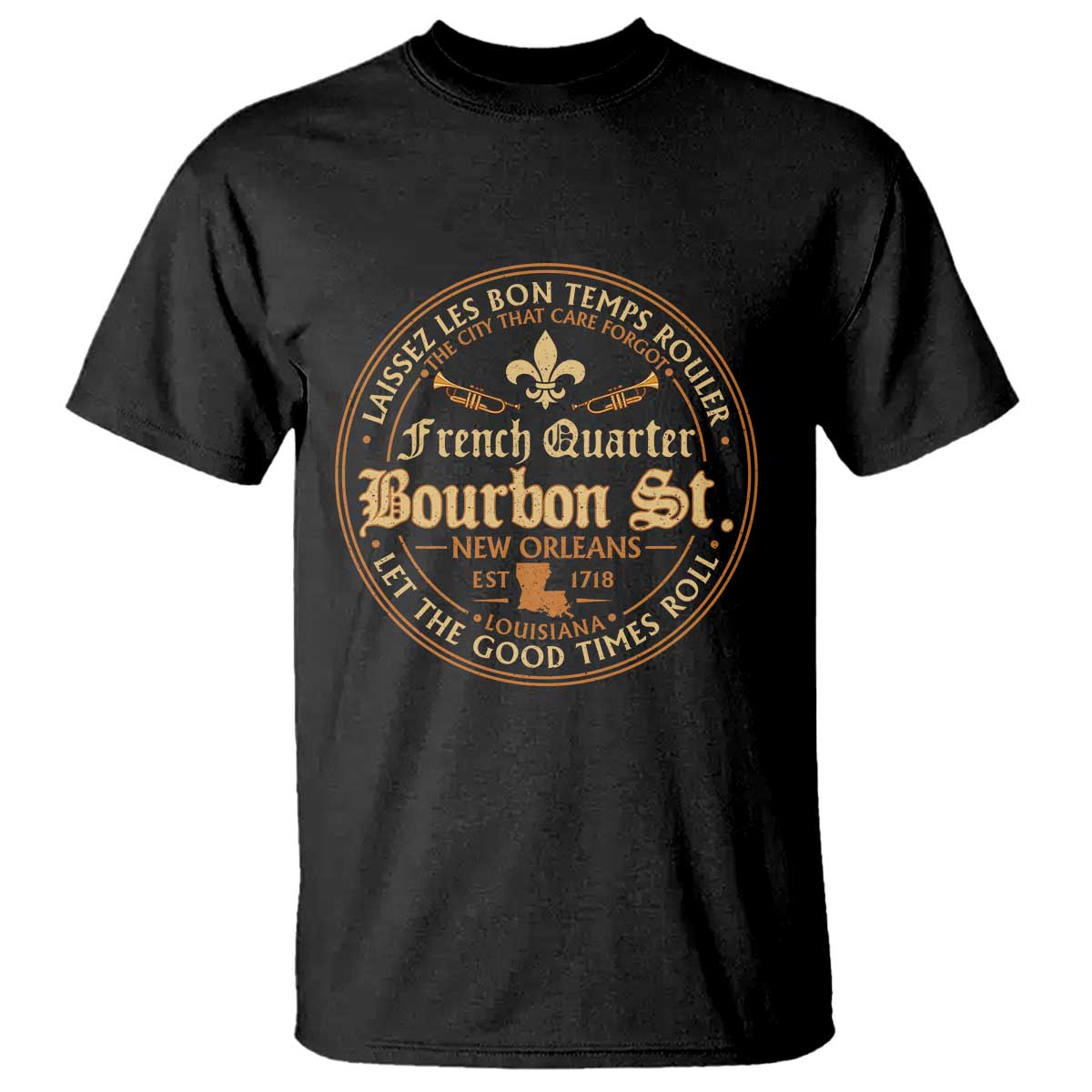 Bourbon Street French Quarter New Orleans Vintage T Shirt TS11 Black Print Your Wear