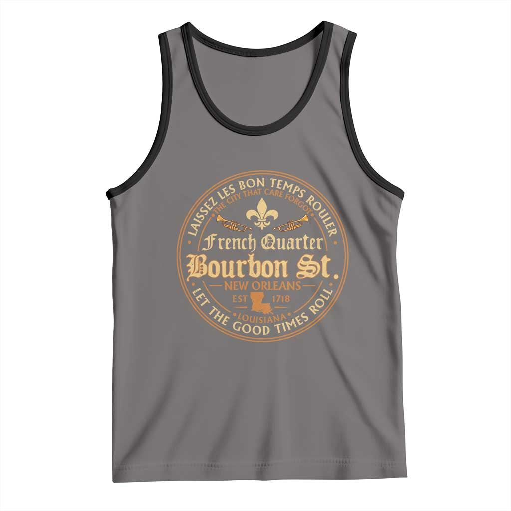 Bourbon Street French Quarter New Orleans Vintage Tank Top TS11 Deep Heather Black Print Your Wear