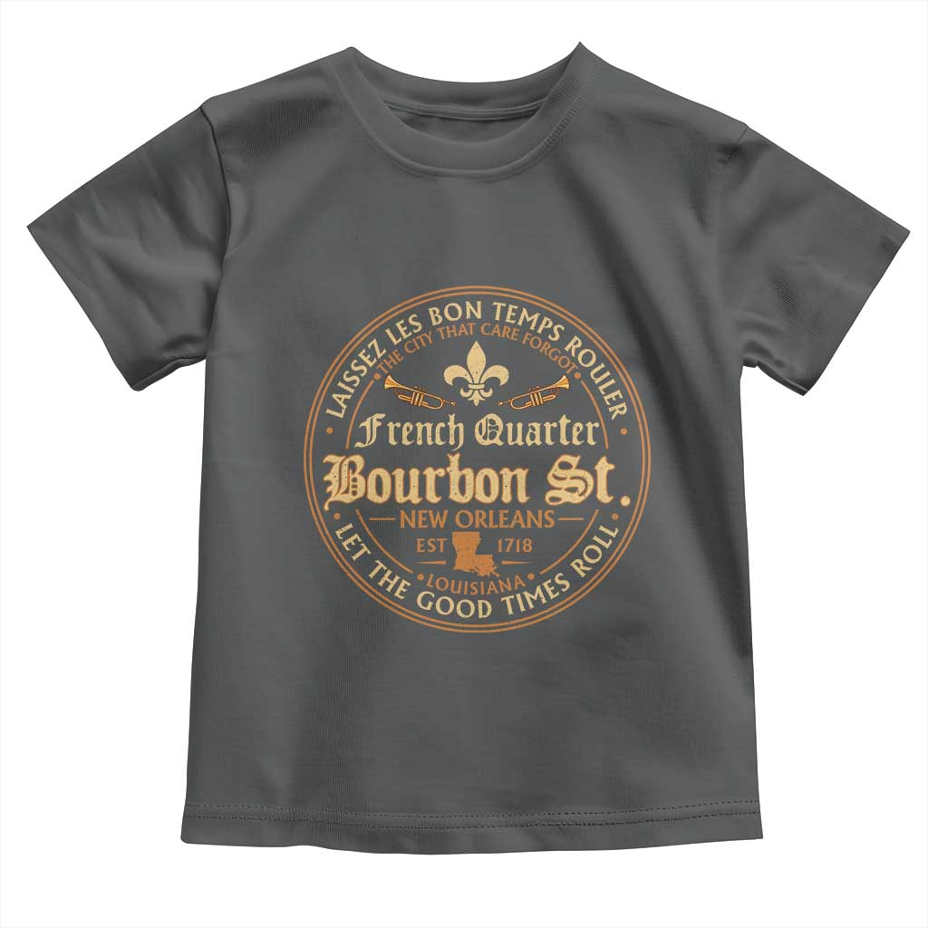 Bourbon Street French Quarter New Orleans Vintage Toddler T Shirt TS11 Dark Heather Print Your Wear
