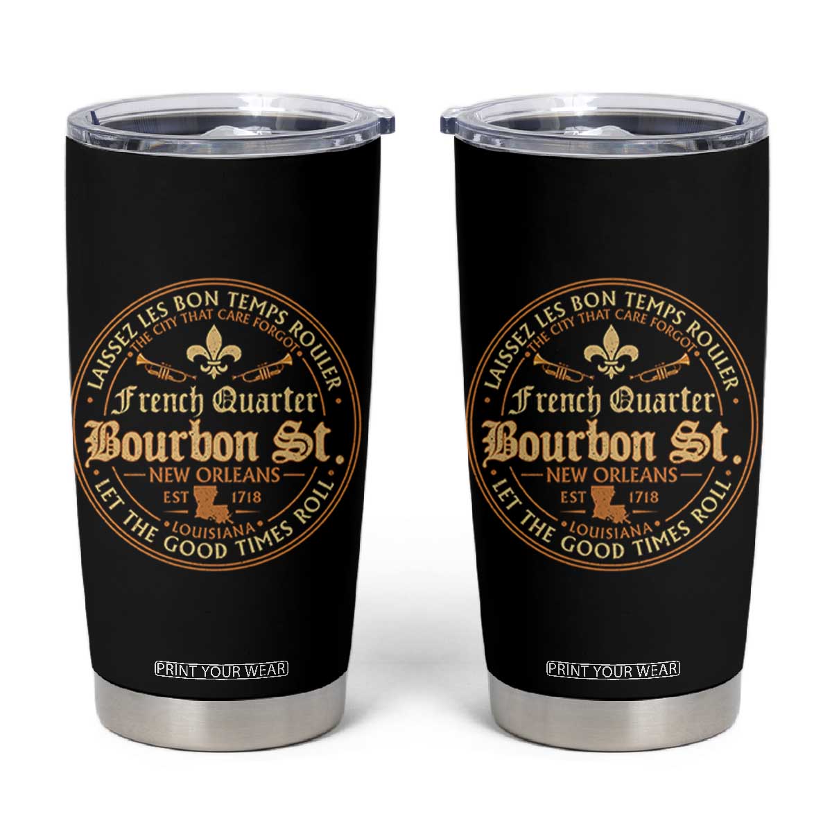 Bourbon Street French Quarter New Orleans Vintage Tumbler Cup TS11 Black Print Your Wear