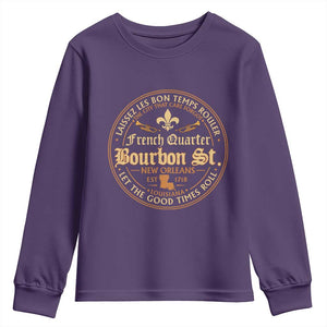 Bourbon Street French Quarter New Orleans Vintage Youth Sweatshirt TS11 Purple Print Your Wear
