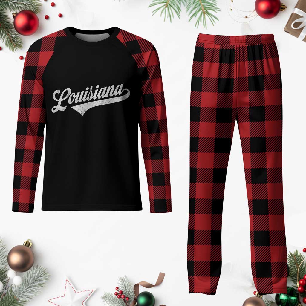 Retro Louisiana Plaid Pajama Set Vintage City State Distressed Pride TS11 Buffalo Plaid Print Your Wear