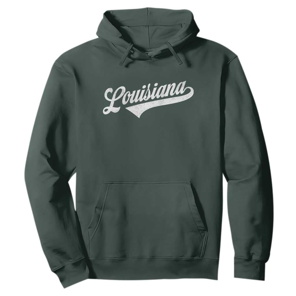 Retro Louisiana Hoodie Vintage City State Distressed Pride TS11 Dark Forest Green Print Your Wear