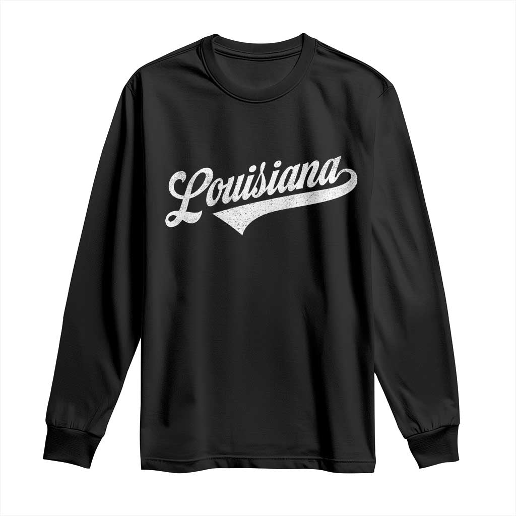 Retro Louisiana Long Sleeve Shirt Vintage City State Distressed Pride TS11 Black Print Your Wear