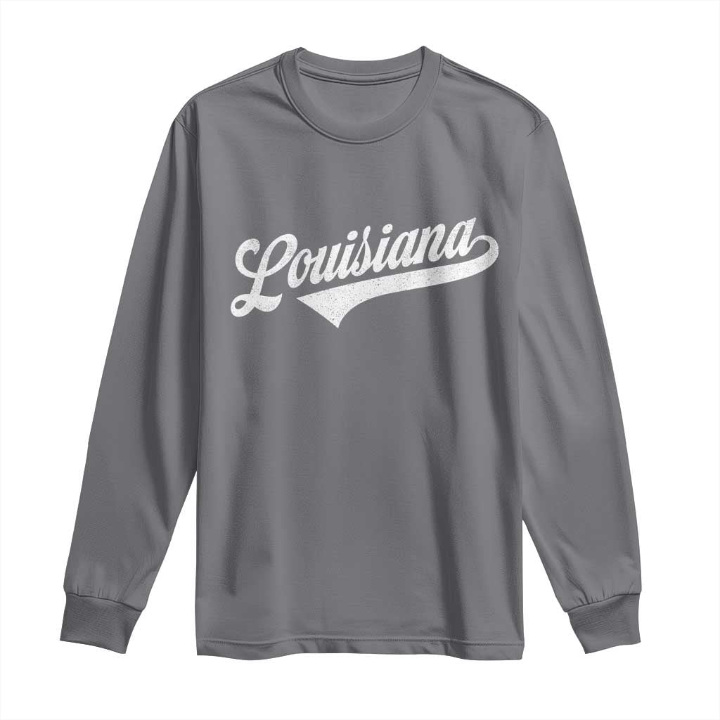 Retro Louisiana Long Sleeve Shirt Vintage City State Distressed Pride TS11 Charcoal Print Your Wear