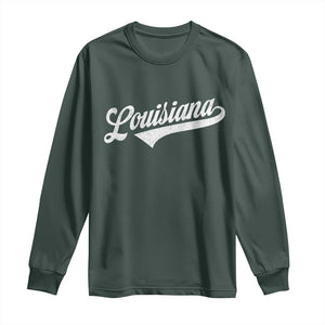 Retro Louisiana Long Sleeve Shirt Vintage City State Distressed Pride TS11 Dark Forest Green Print Your Wear