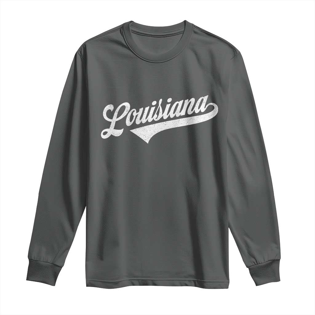 Retro Louisiana Long Sleeve Shirt Vintage City State Distressed Pride TS11 Dark Heather Print Your Wear
