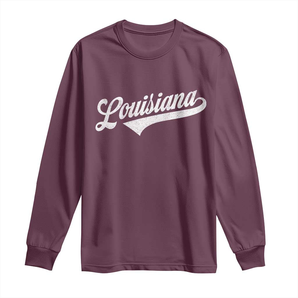 Retro Louisiana Long Sleeve Shirt Vintage City State Distressed Pride TS11 Maroon Print Your Wear