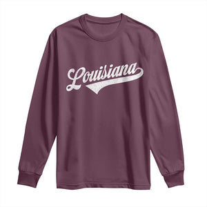 Retro Louisiana Long Sleeve Shirt Vintage City State Distressed Pride TS11 Maroon Print Your Wear