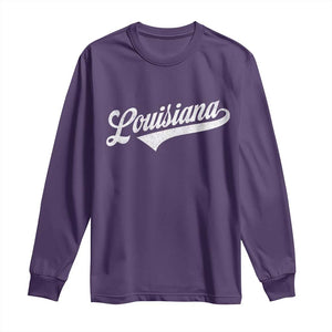 Retro Louisiana Long Sleeve Shirt Vintage City State Distressed Pride TS11 Purple Print Your Wear