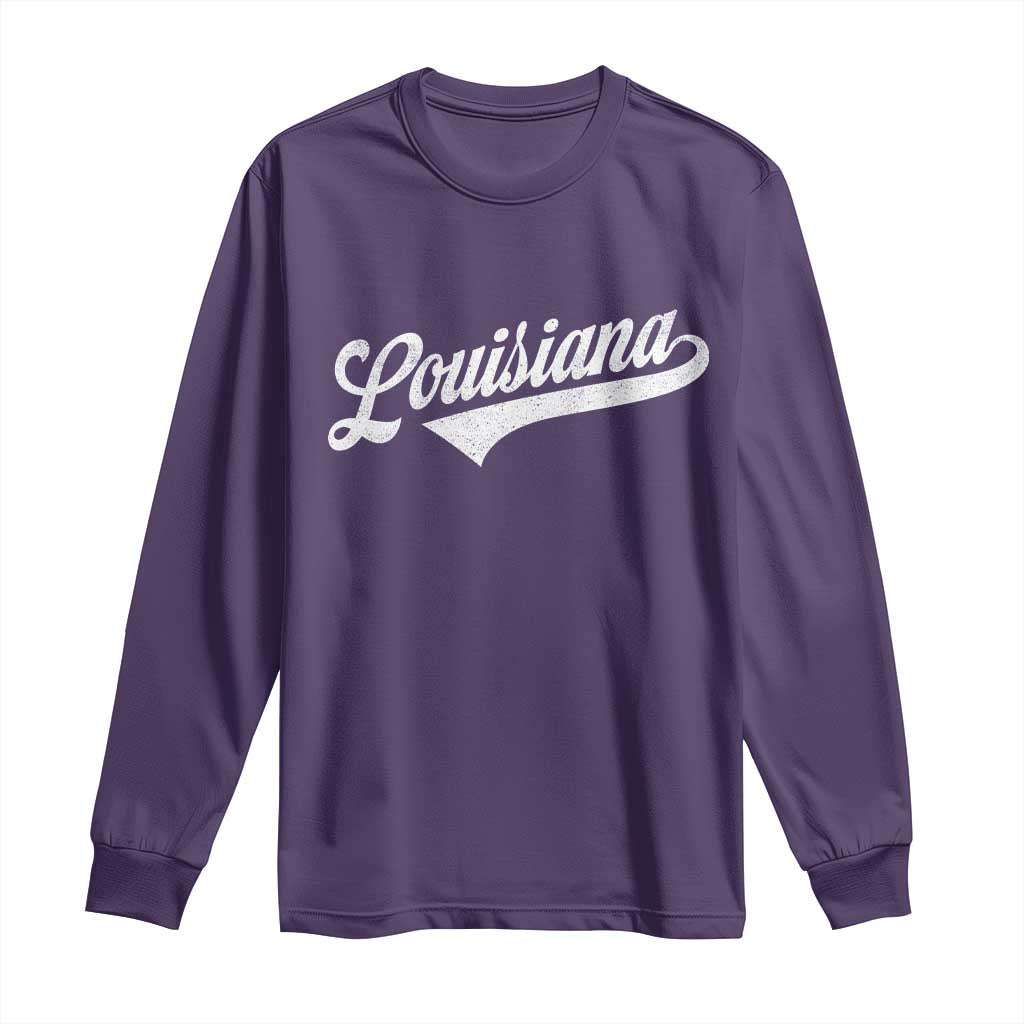 Retro Louisiana Long Sleeve Shirt Vintage City State Distressed Pride TS11 Purple Print Your Wear