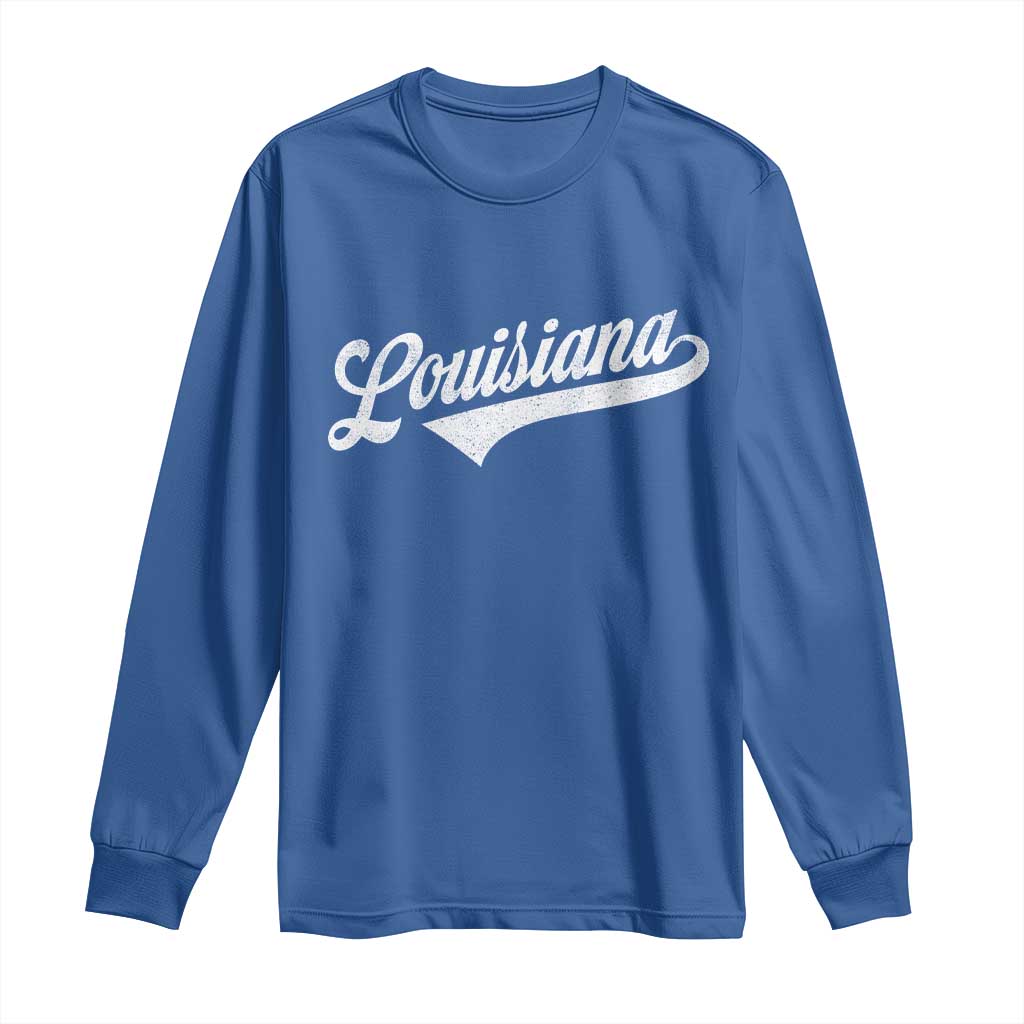 Retro Louisiana Long Sleeve Shirt Vintage City State Distressed Pride TS11 Royal Blue Print Your Wear
