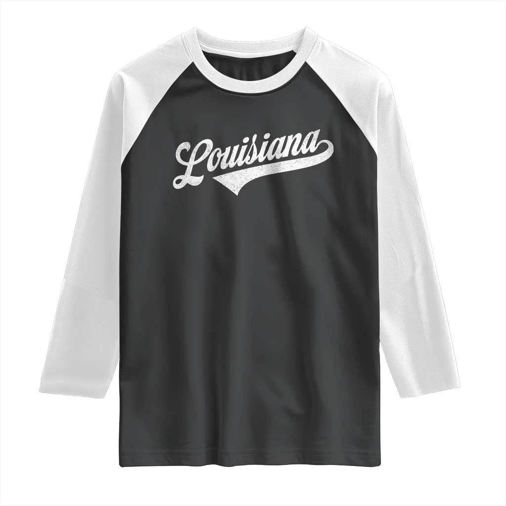 Retro Louisiana Raglan Shirt Vintage City State Distressed Pride TS11 Black White Print Your Wear
