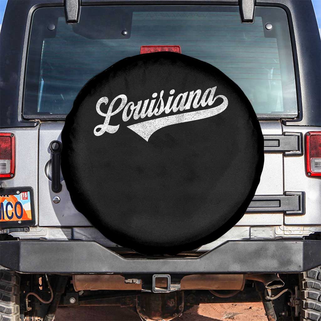 Retro Louisiana Spare Tire Cover Vintage City State Distressed Pride TS11 No hole Black Print Your Wear