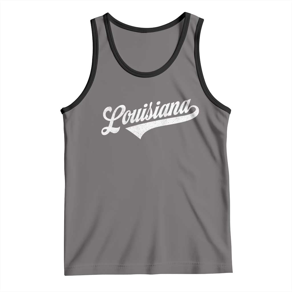 Retro Louisiana Tank Top Vintage City State Distressed Pride TS11 Deep Heather Black Print Your Wear