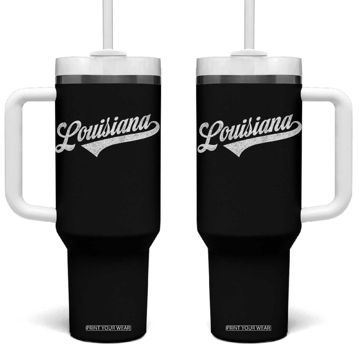 Retro Louisiana Tumbler With Handle Vintage City State Distressed Pride TS11 One Size: 40 oz Black Print Your Wear