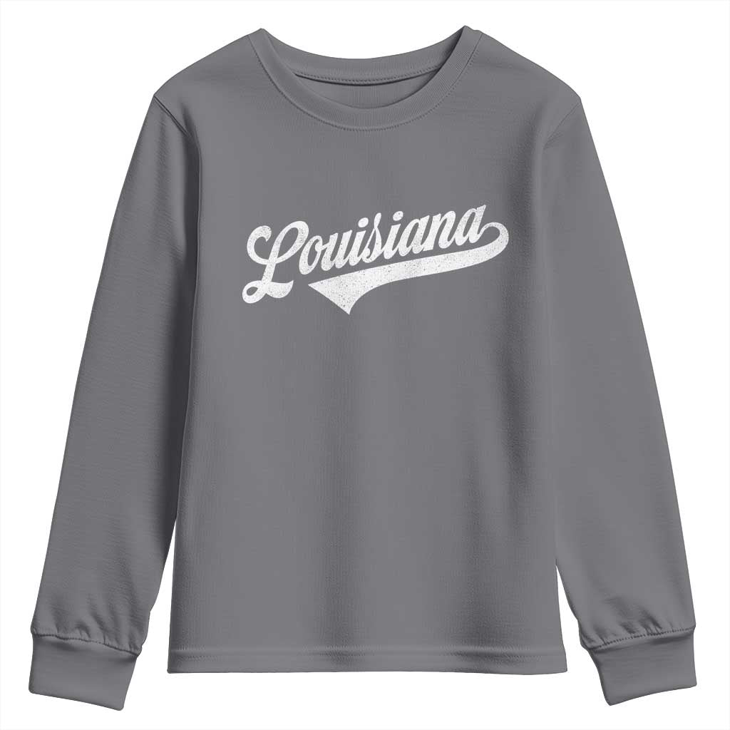 Retro Louisiana Youth Sweatshirt Vintage City State Distressed Pride TS11 Charcoal Print Your Wear