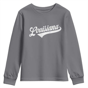 Retro Louisiana Youth Sweatshirt Vintage City State Distressed Pride TS11 Charcoal Print Your Wear