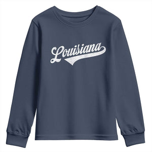 Retro Louisiana Youth Sweatshirt Vintage City State Distressed Pride TS11 Navy Print Your Wear