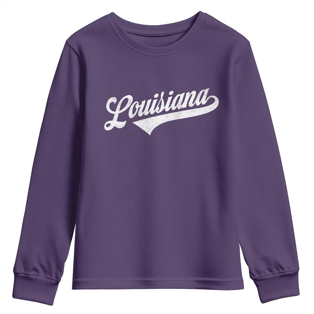 Retro Louisiana Youth Sweatshirt Vintage City State Distressed Pride TS11 Purple Print Your Wear