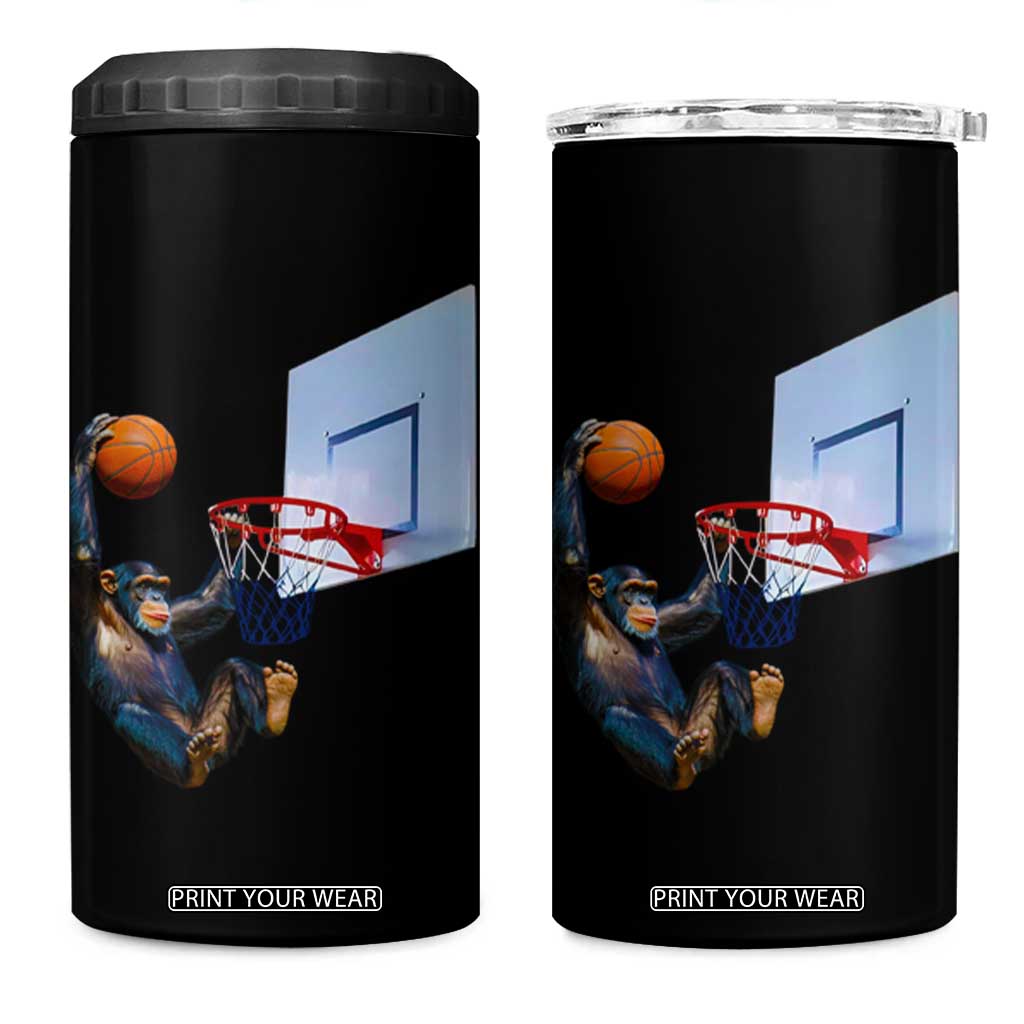 Funny Chimpanzee Basketball Monkey 4 in 1 Can Cooler Tumbler TS11 One Size: 16 oz Black Print Your Wear