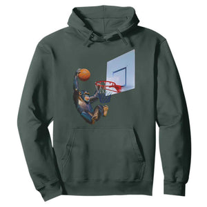 Funny Chimpanzee Basketball Monkey Hoodie TS11 Dark Forest Green Print Your Wear