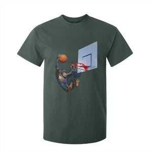 Funny Chimpanzee Basketball Monkey T Shirt For Kid TS11 Dark Forest Green Print Your Wear