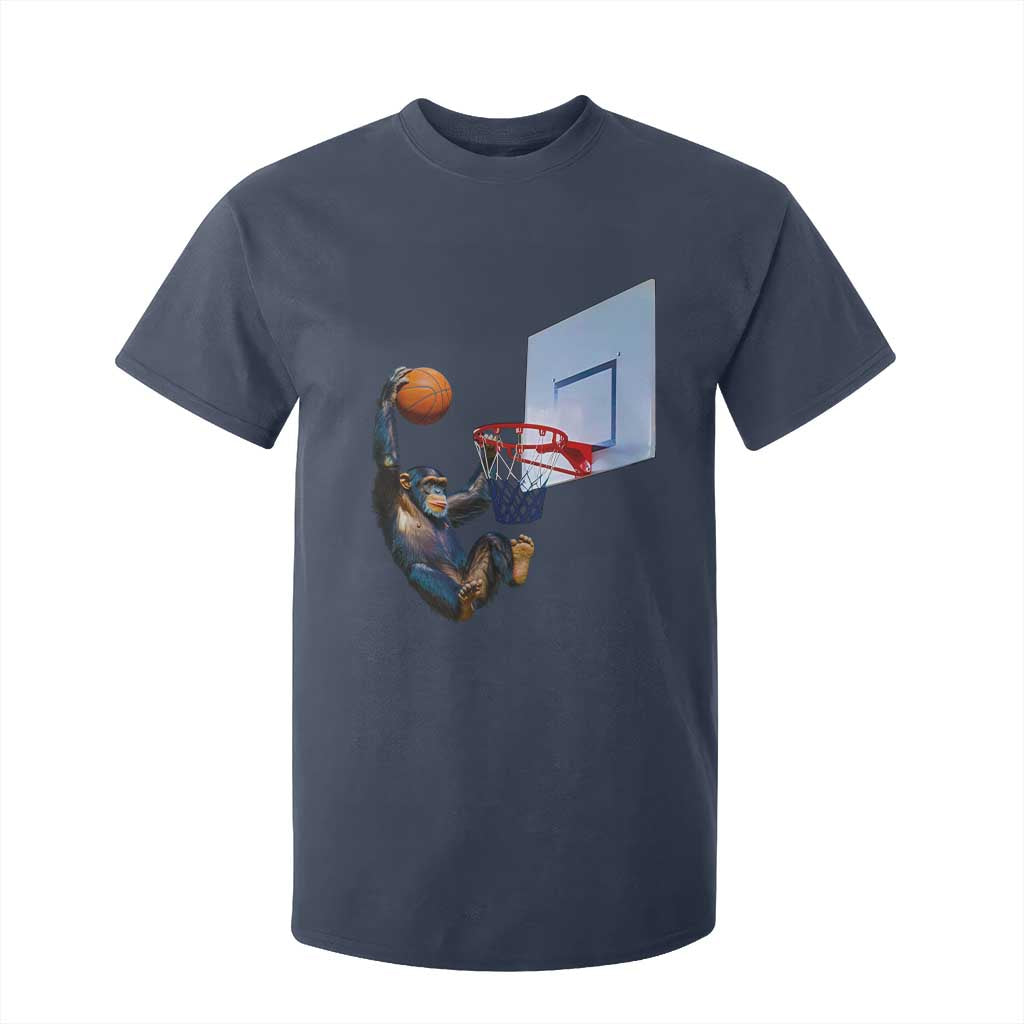 Funny Chimpanzee Basketball Monkey T Shirt For Kid TS11 Navy Print Your Wear