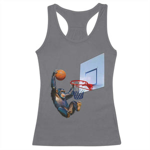 Funny Chimpanzee Basketball Monkey Racerback Tank Top TS11 Charcoal Print Your Wear