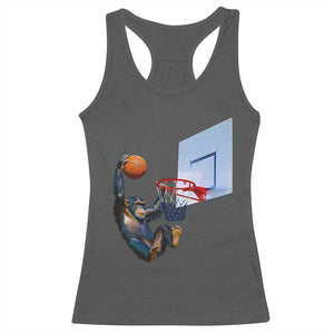 Funny Chimpanzee Basketball Monkey Racerback Tank Top TS11 Dark Heather Print Your Wear