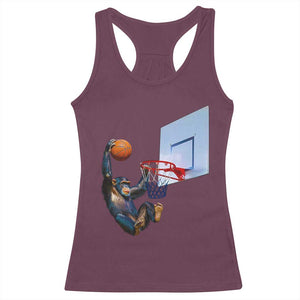 Funny Chimpanzee Basketball Monkey Racerback Tank Top TS11 Maroon Print Your Wear
