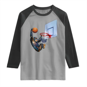 Funny Chimpanzee Basketball Monkey Raglan Shirt TS11 Sport Gray Black Print Your Wear
