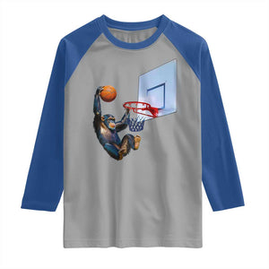 Funny Chimpanzee Basketball Monkey Raglan Shirt TS11 Sport Gray Royal Print Your Wear
